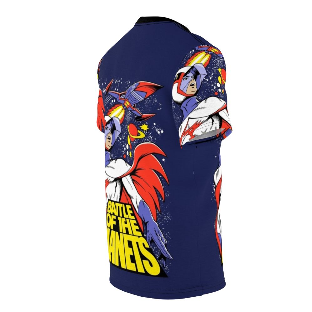 Battle of the Planets inspired custom graphic t-shirt design with colorful sci-fi cartoon illustration - men right