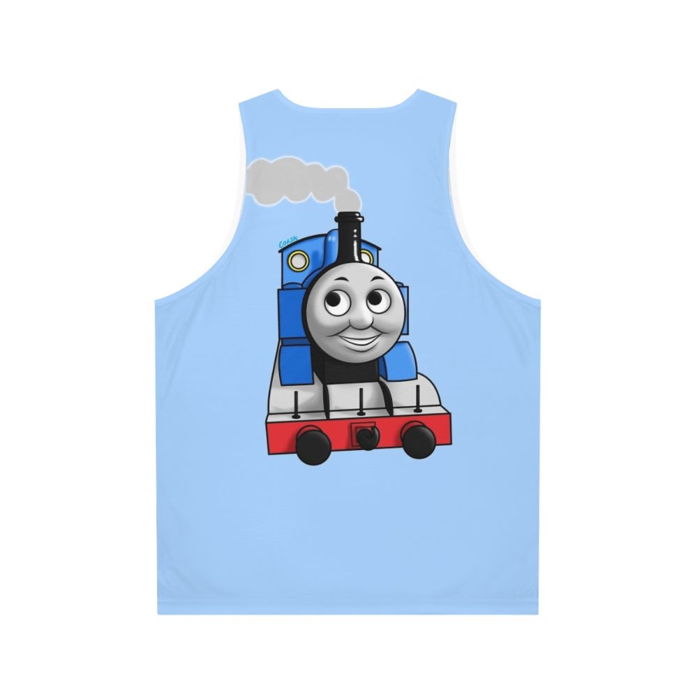 Vintage illustration of Thomas the Tank Engine on a unisex tank top - Back