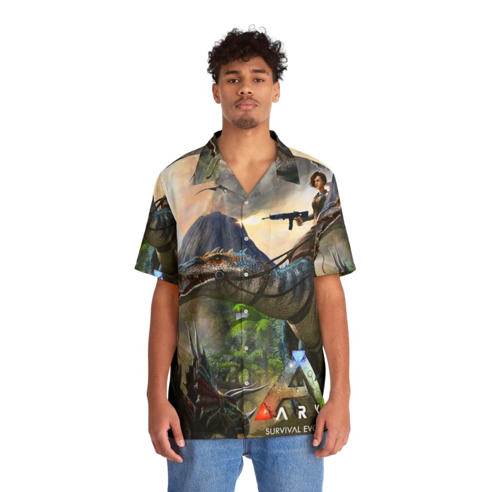 Ark Survival Evolved Gaming Hawaiian Shirt with Dinosaur Print - Lifestyle