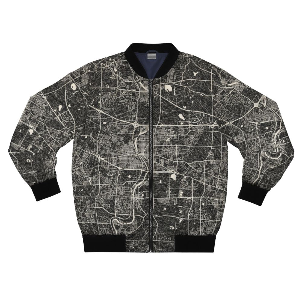 Elgin Illinois map bomber jacket with ink lines and graphic design