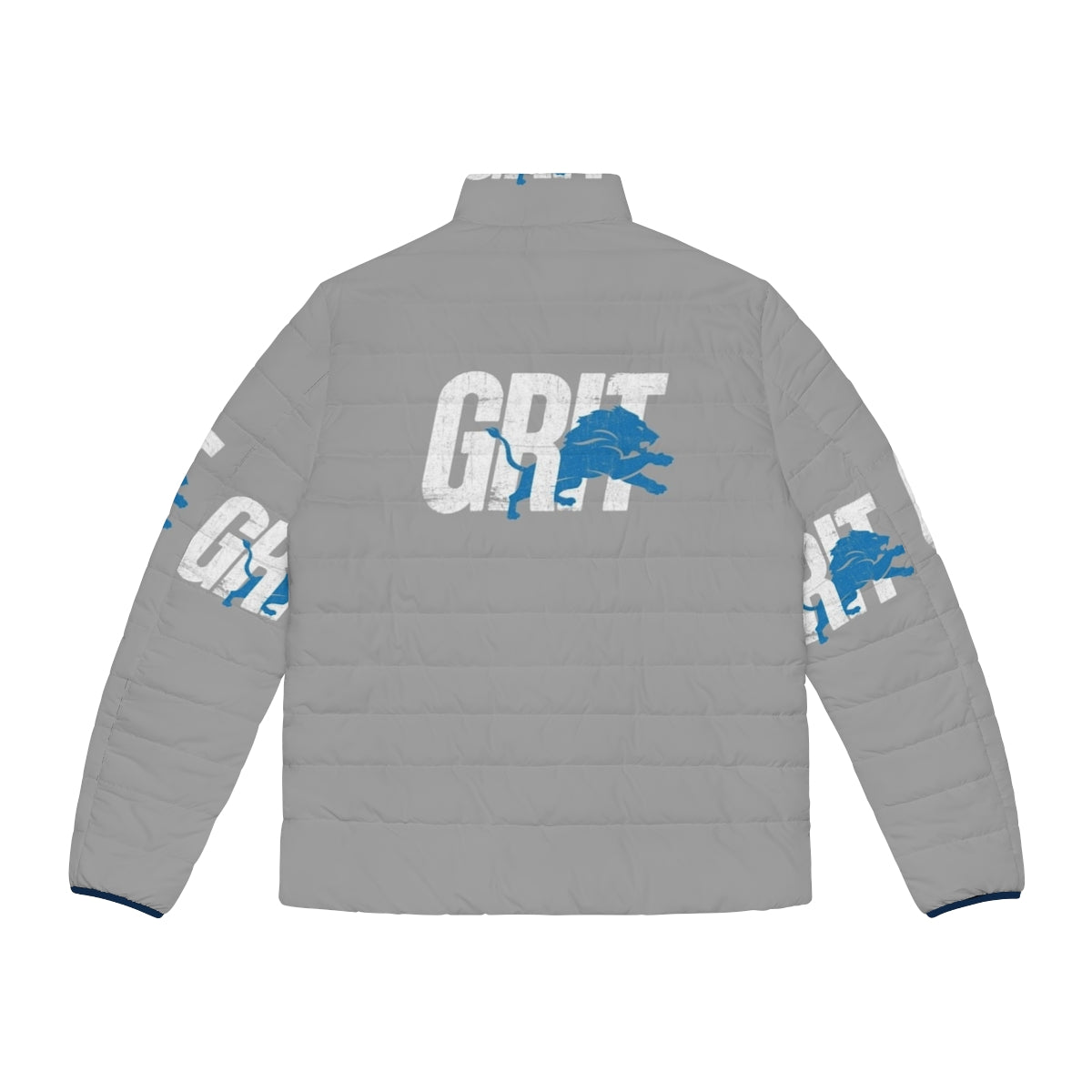 Detroit Grit Puffer Jacket with football graphics - Back