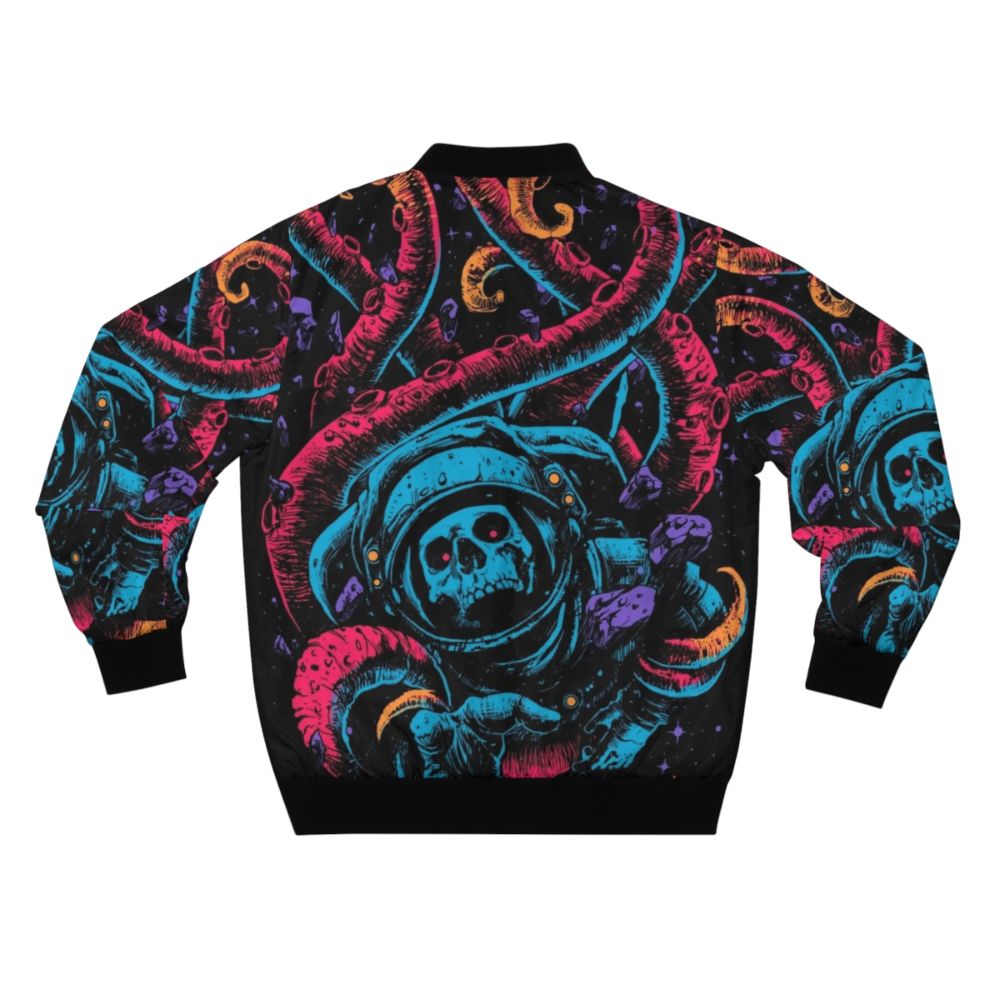 Spooky surrealist bomber jacket with skull and zombie design - Back