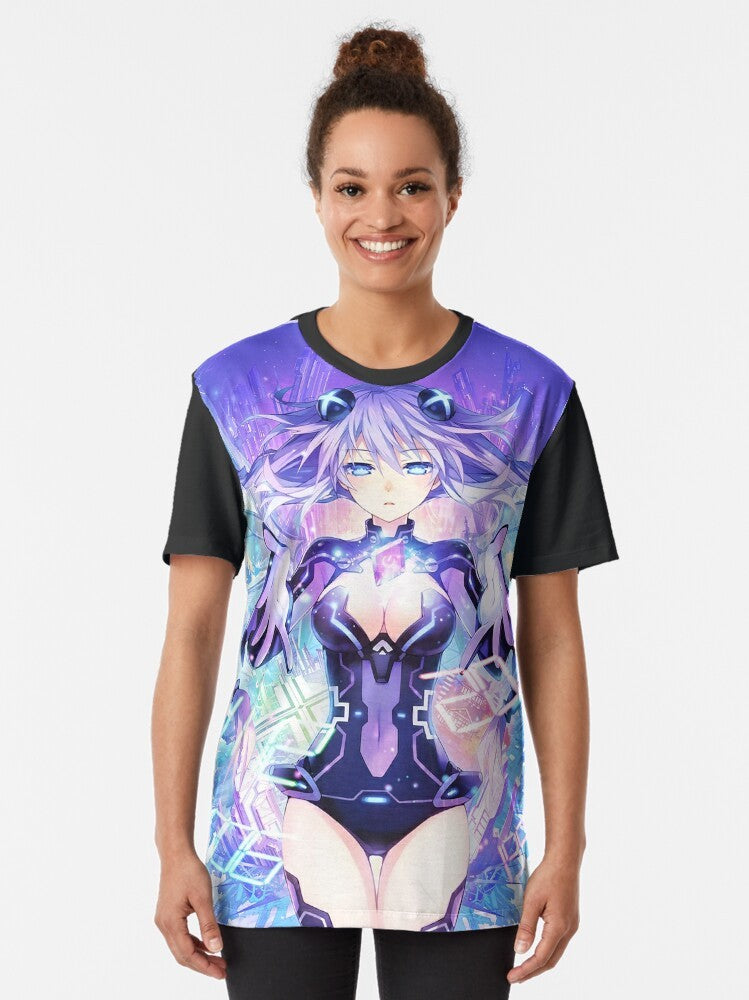 Hyperdimension Neptunia Purple Heart T-Shirt featuring the CPU Goddess of Gamindustri - Women