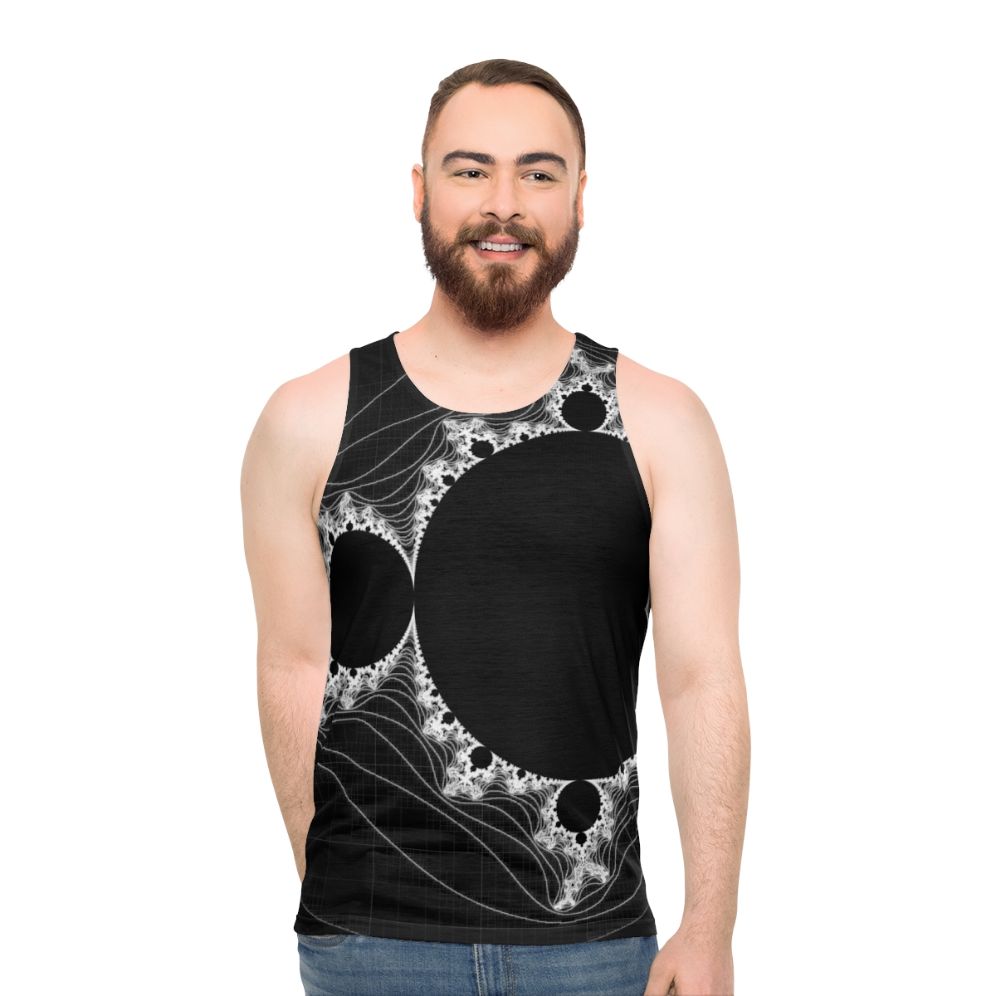 Mandelbrot fractal monochrome unisex tank top - men