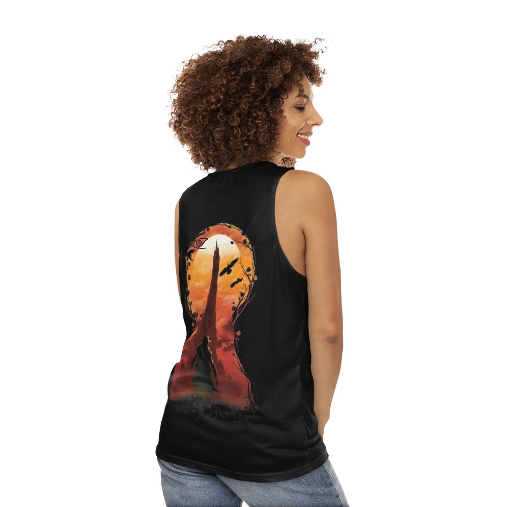 Unisex tank top with The Wind Through The Kyehole design - women back