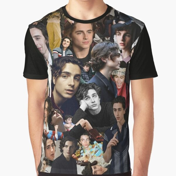 Timothee Chalamet Graphic T-Shirt featuring a collage of the acclaimed actor's most memorable roles