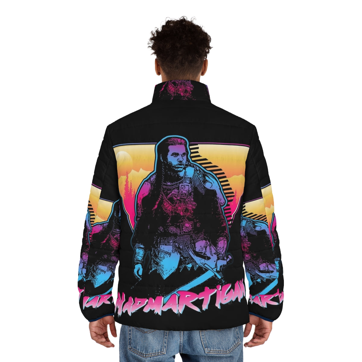 Madmartigan Outrun Style Puffer Jacket - Willow Movie Inspired Fanart - men back