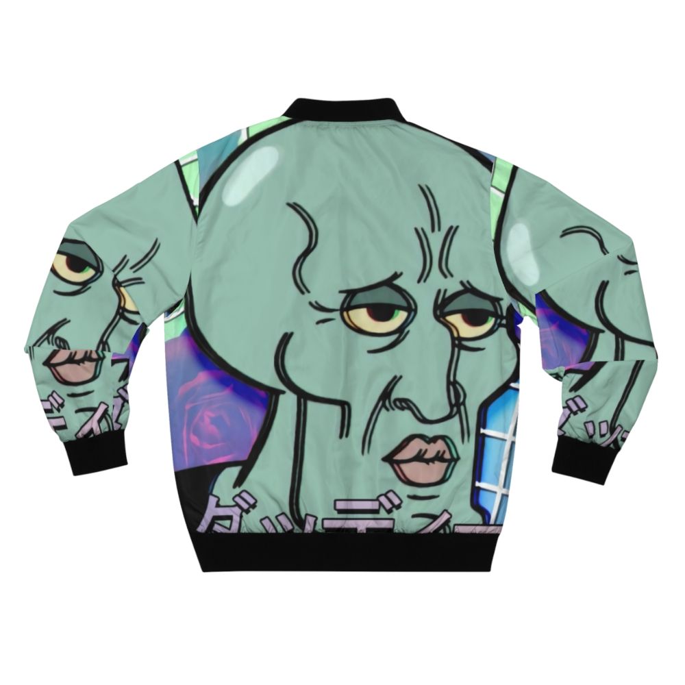 Handsome Squidward Vaporwave Aesthetic Bomber Jacket - Back