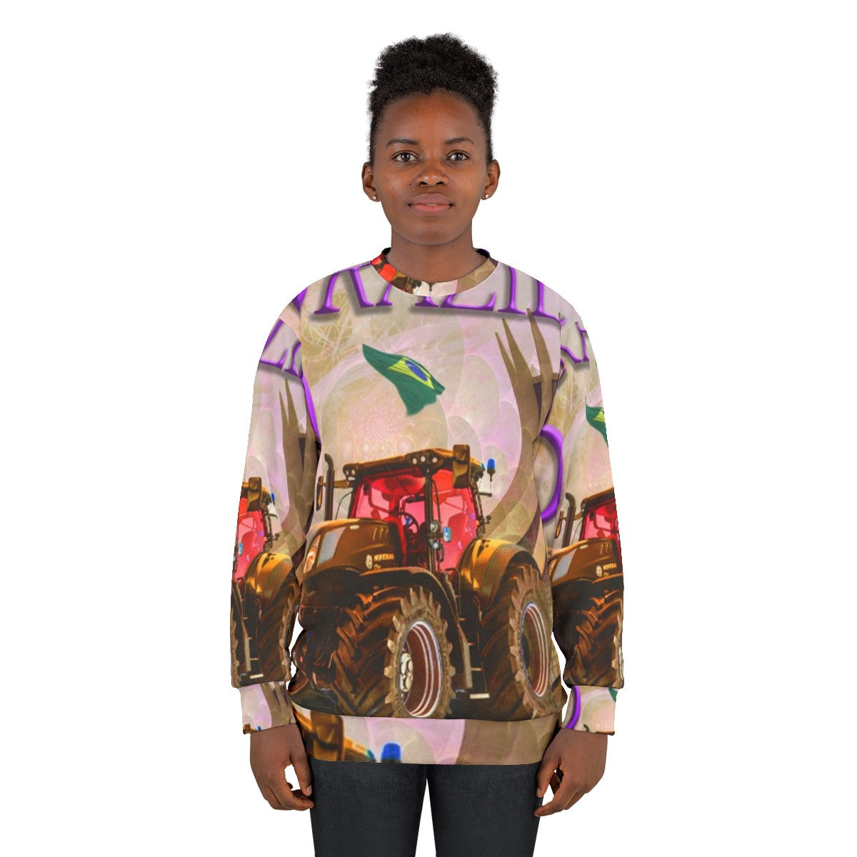 Colorful psychedelic tractor sweatshirt - women