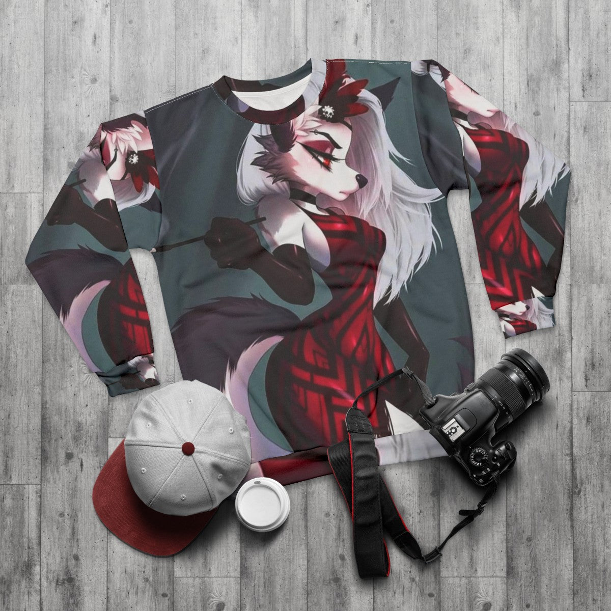 Helluva Boss Loona Anime Character Sweatshirt - flat lay