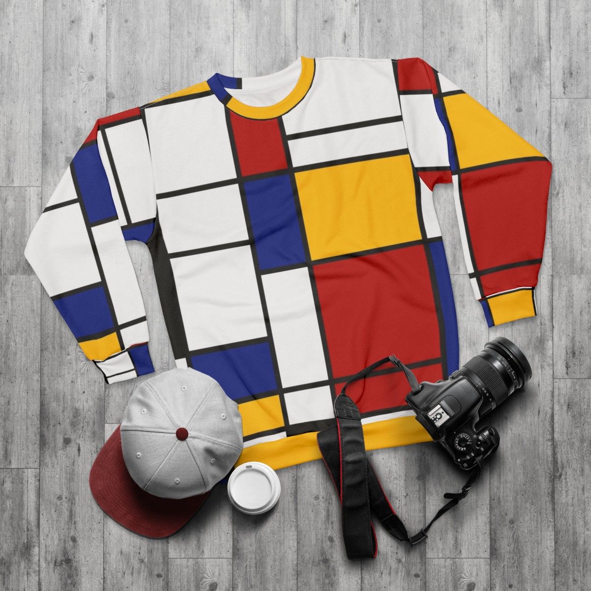 Mondrian inspired De Stijl graphic sweatshirt - flat lay