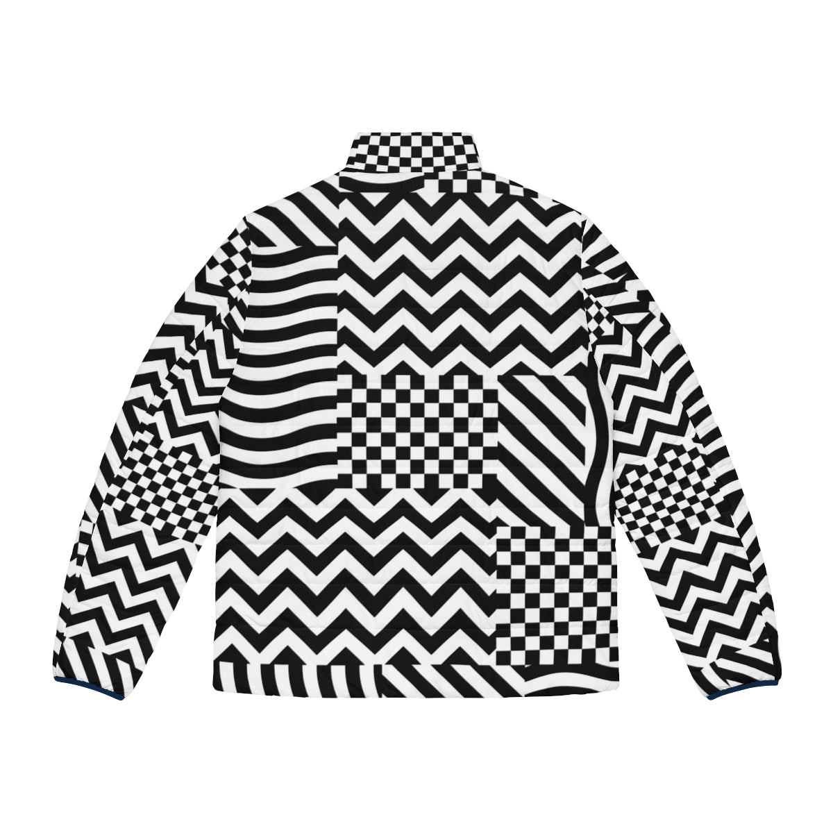 Dazzle Puffer Jacket with Geometric Camouflage Pattern - Back