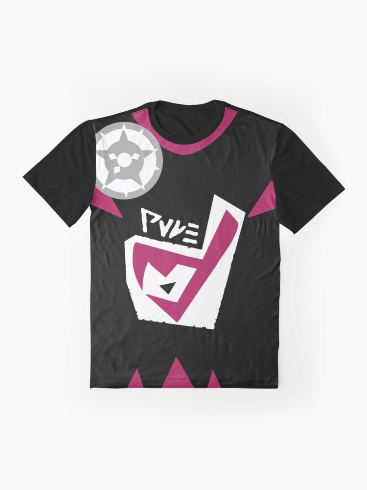 Team Yell cosplay graphic t-shirt featuring the iconic team yell logo and design - Flat lay