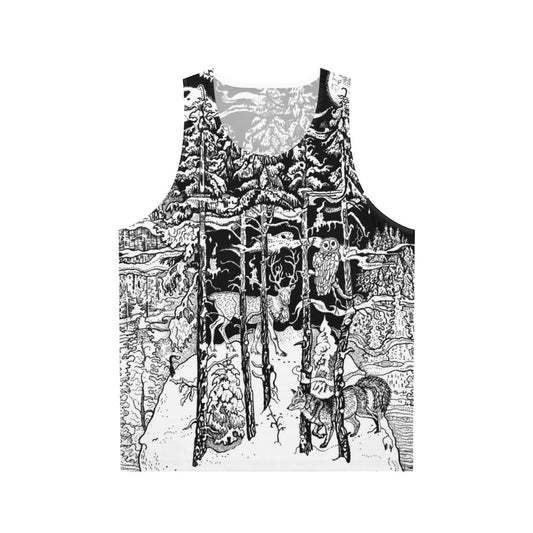 Unisex winter forest tank top with a scandinavian-inspired nature design