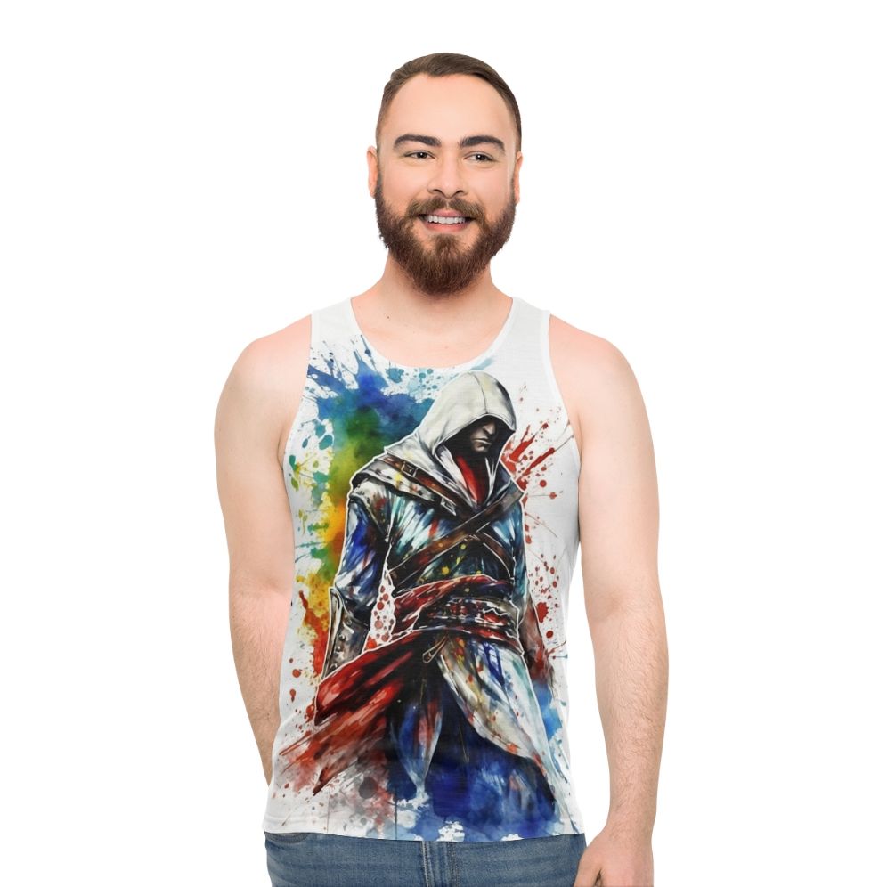 Assassin's Creed unisex tank top with a splatter sketch design - men