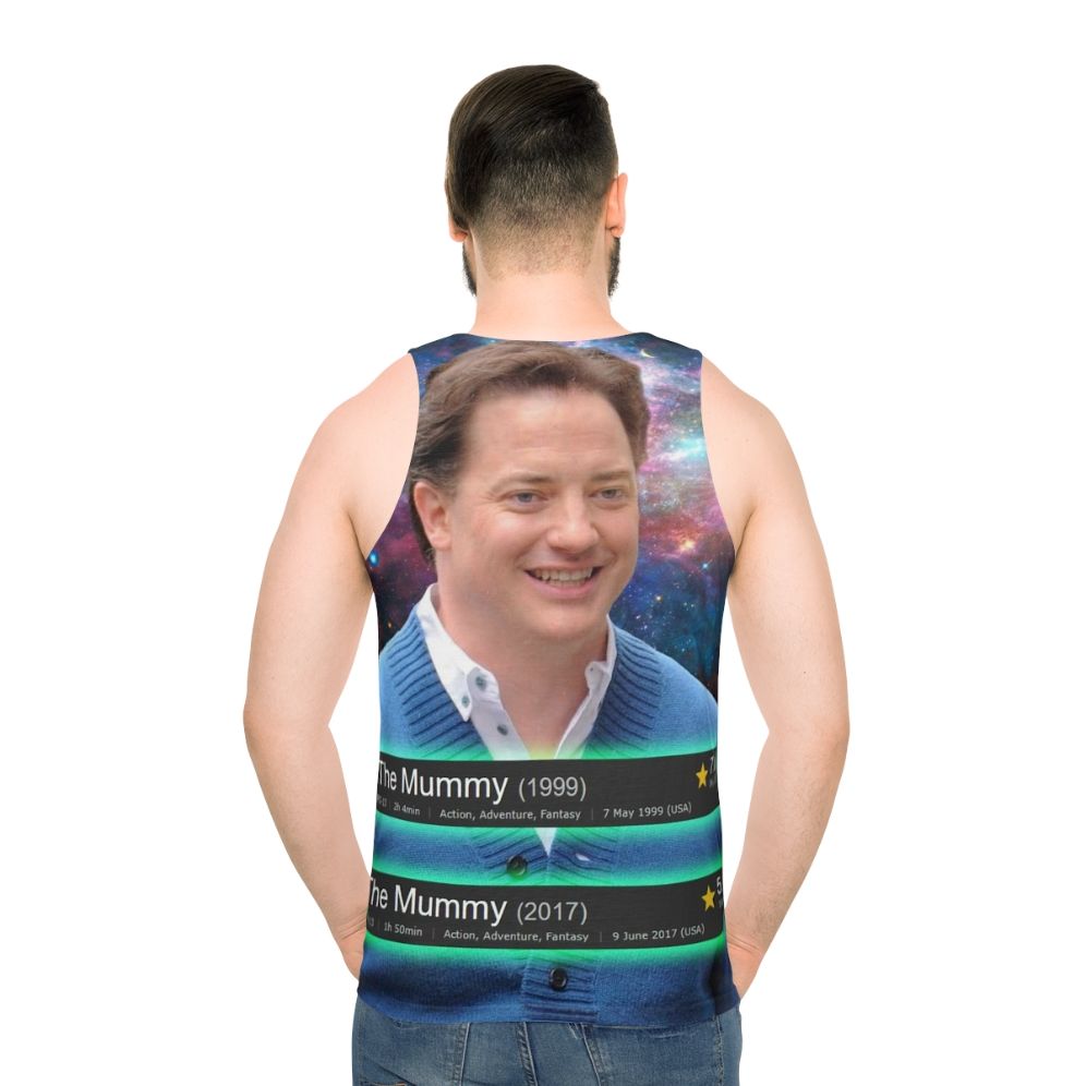 Unisex "The Mummy" inspired tank top featuring Brendan Fraser's face - men back