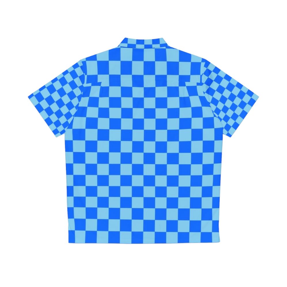 Baby Blue and Brandeis Blue Checkered Hawaiian Shirt - Back