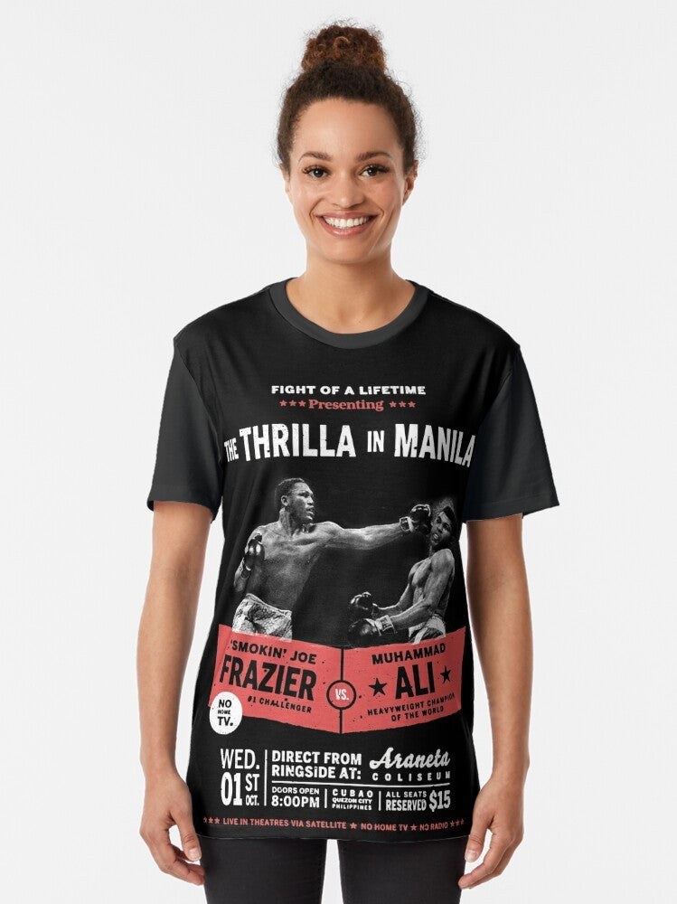 "Thrilla in Manila" Muhammad Ali vs Joe Frazier boxing match graphic t-shirt design - Women