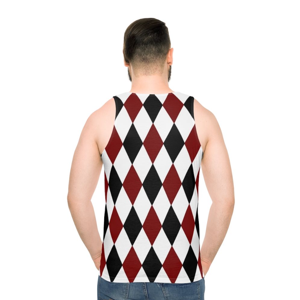 Unisex harlequin diamond pattern tank top - men back