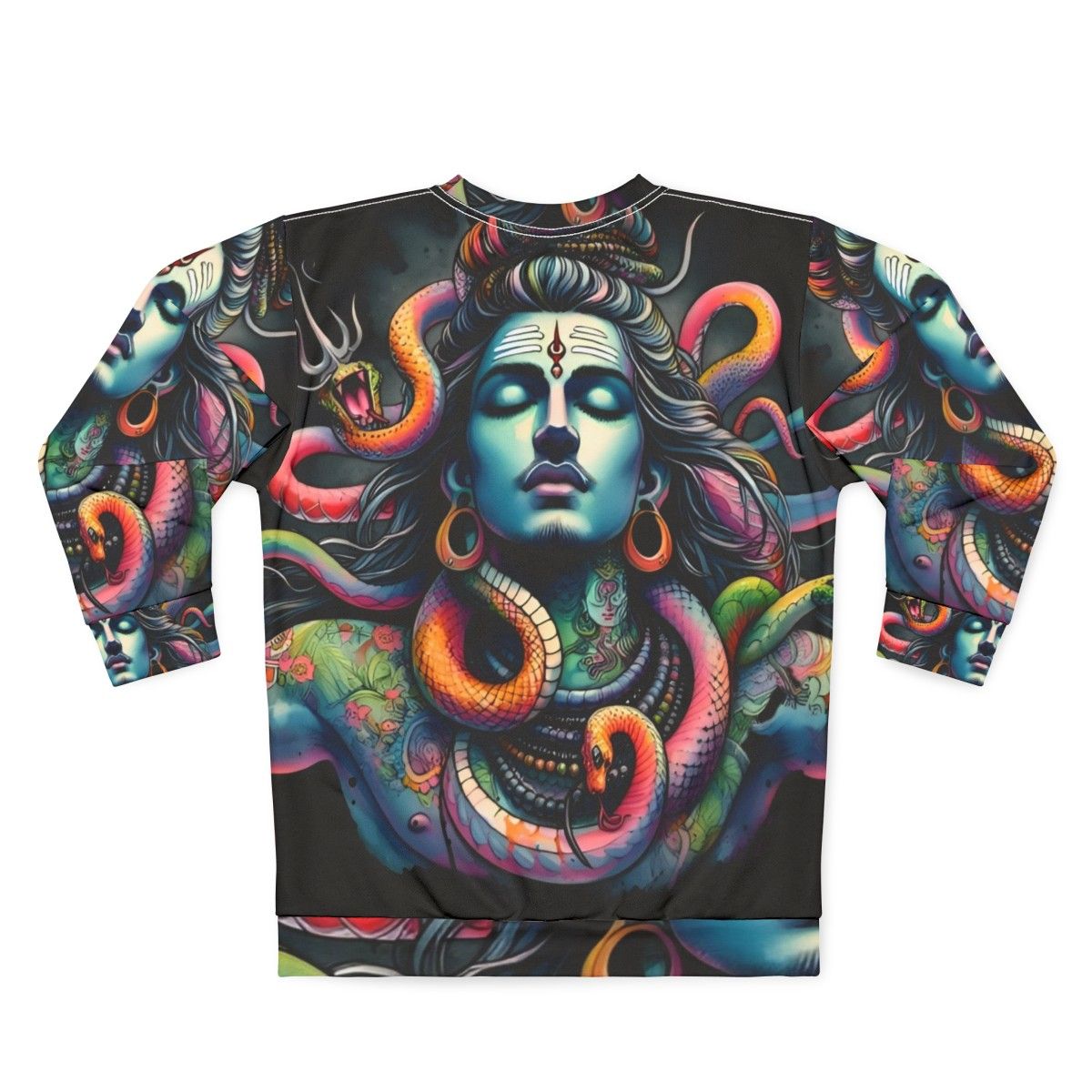 Lord Shiva with Snakes Sweatshirt - Hindu Deity Art - Back