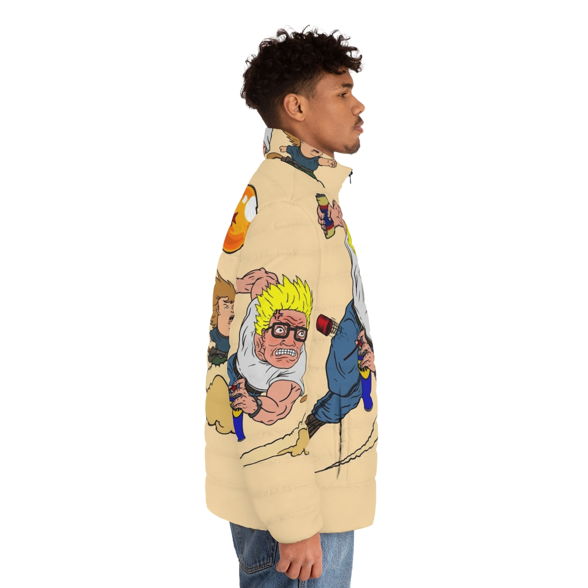 King of the Z Anime Puffer Jacket with Hank Hill and Dragon Ball Inspired Graphics - men side right