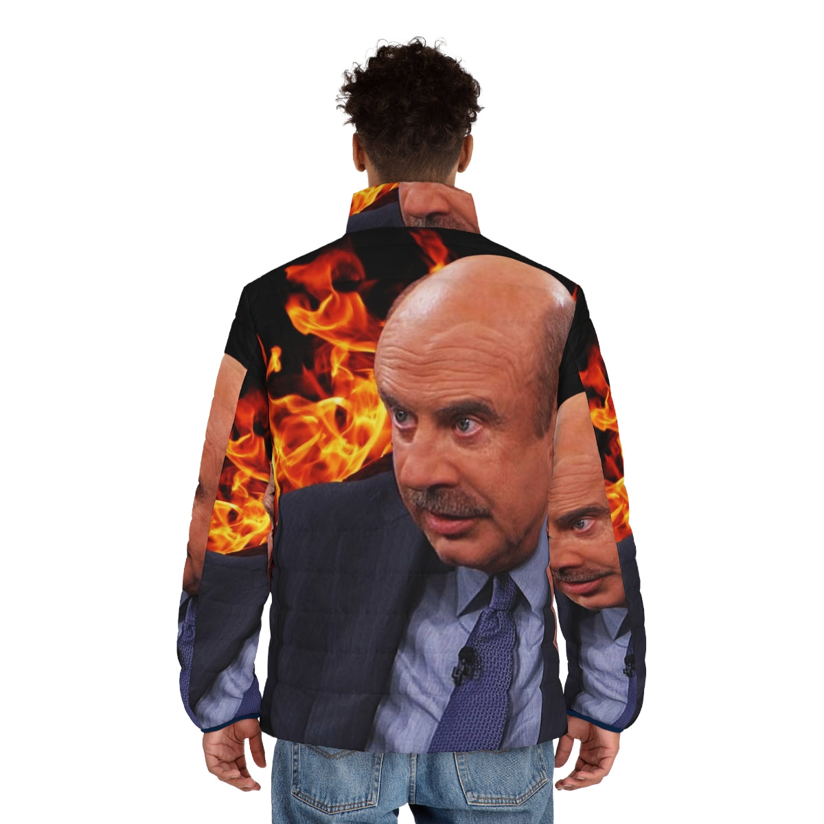 Dr. Phil Wrath Puffer Jacket with Intense Photoshop Design - men back