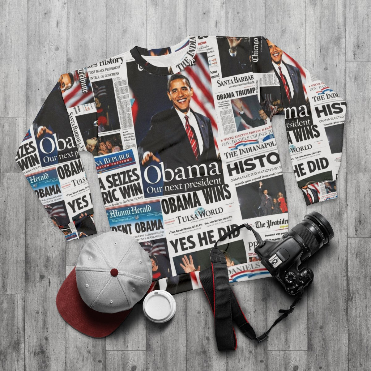 Obama 2008 Commemorative Historic Election Sweatshirt - flat lay