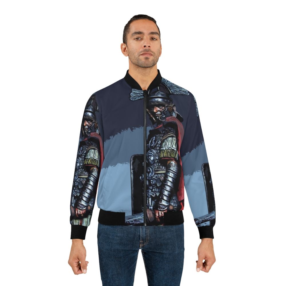 Warrior-inspired Roman Centurion bomber jacket with ancient designs - Lifestyle