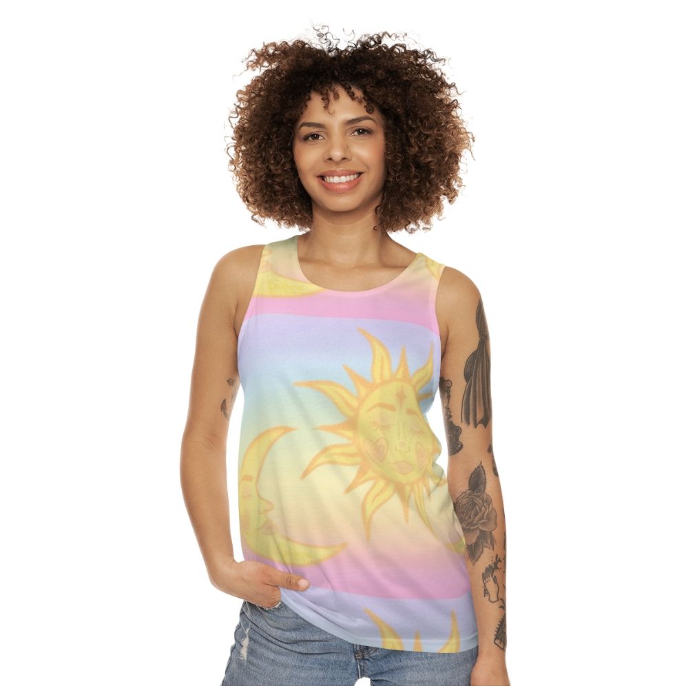 Hippie sun and moons unisex tank top - women