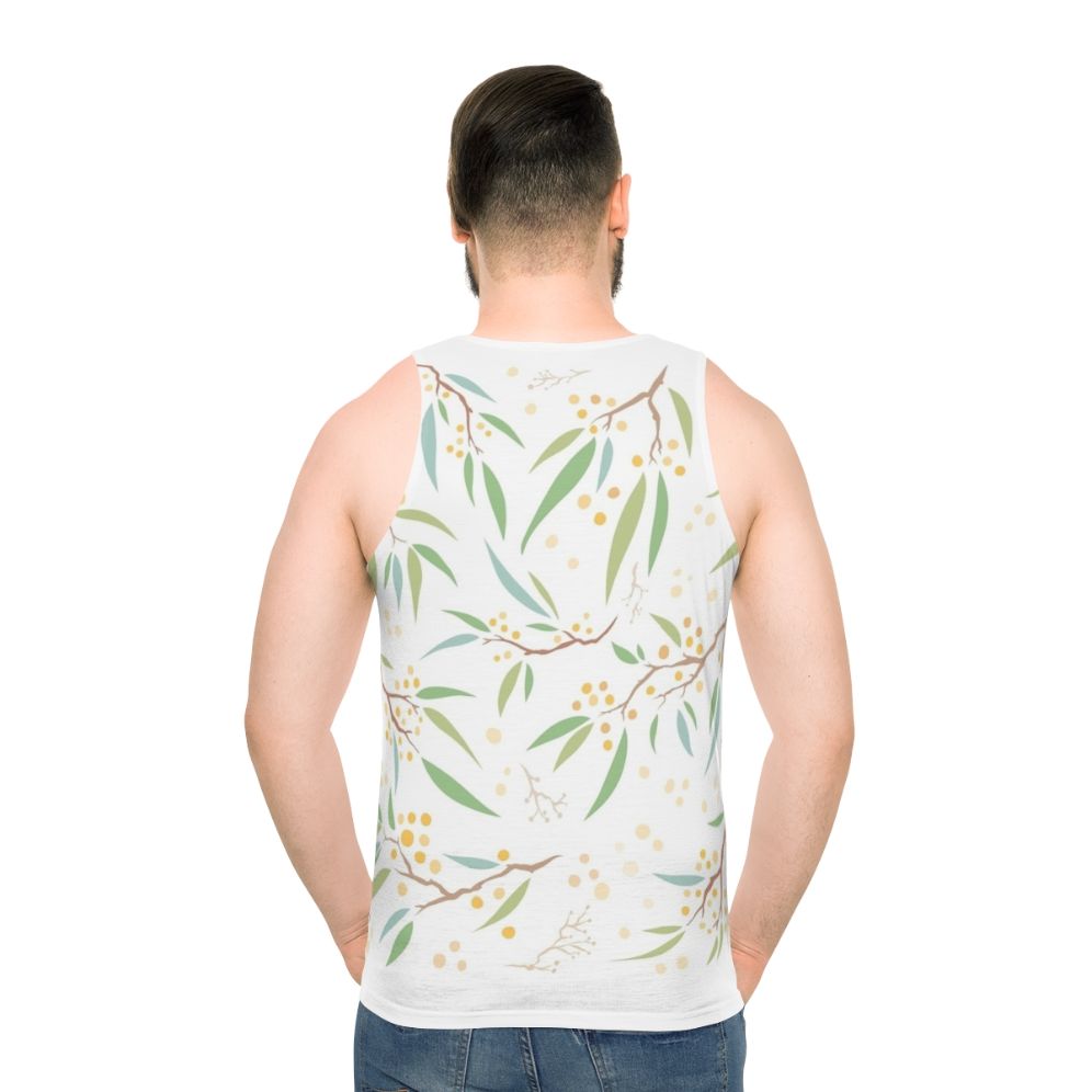 Golden wattle flower unisex tank top - men back