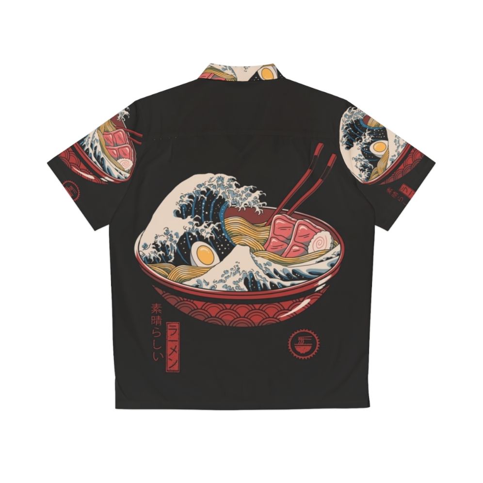 Ramen-Inspired Hawaiian Shirt with 'The Great Wave' Design - Back