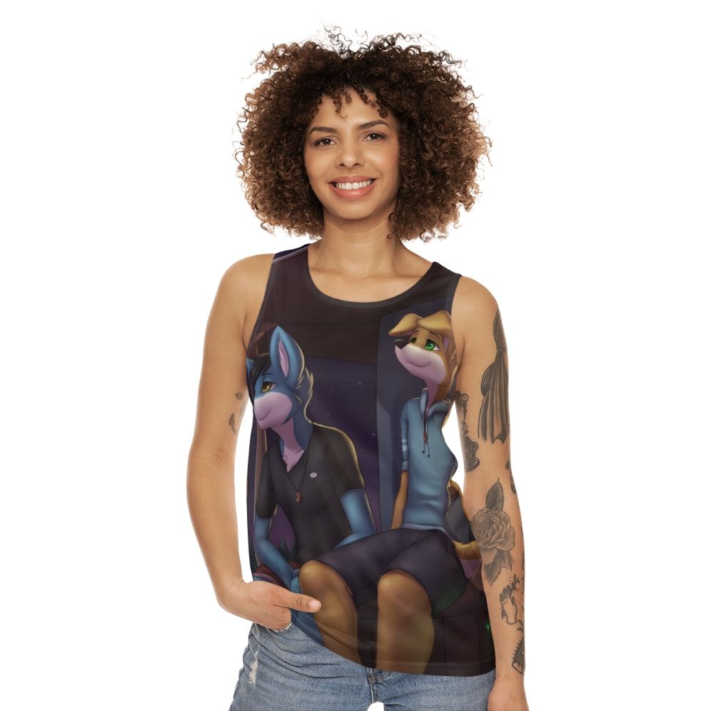 Unisex Weekend 2 cover art furry dog tank top - women