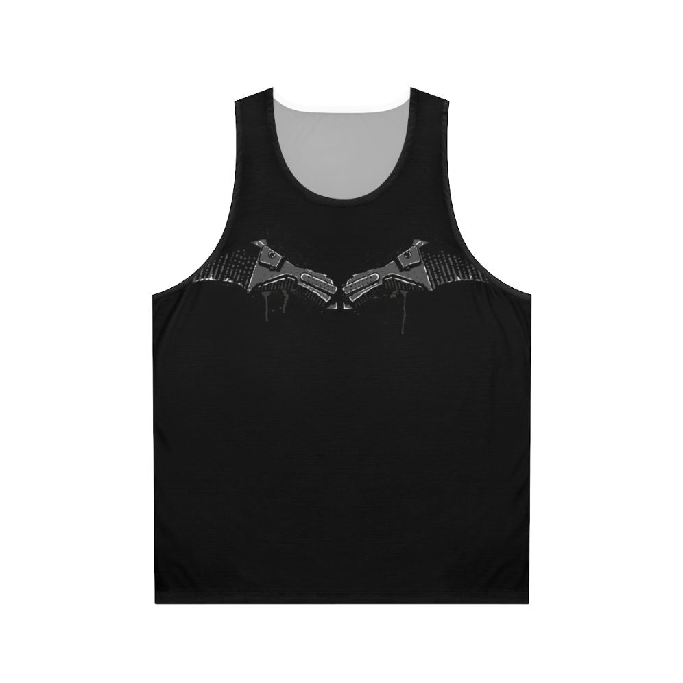 Robert Pattinson superhero tank top with minimalist comic book design