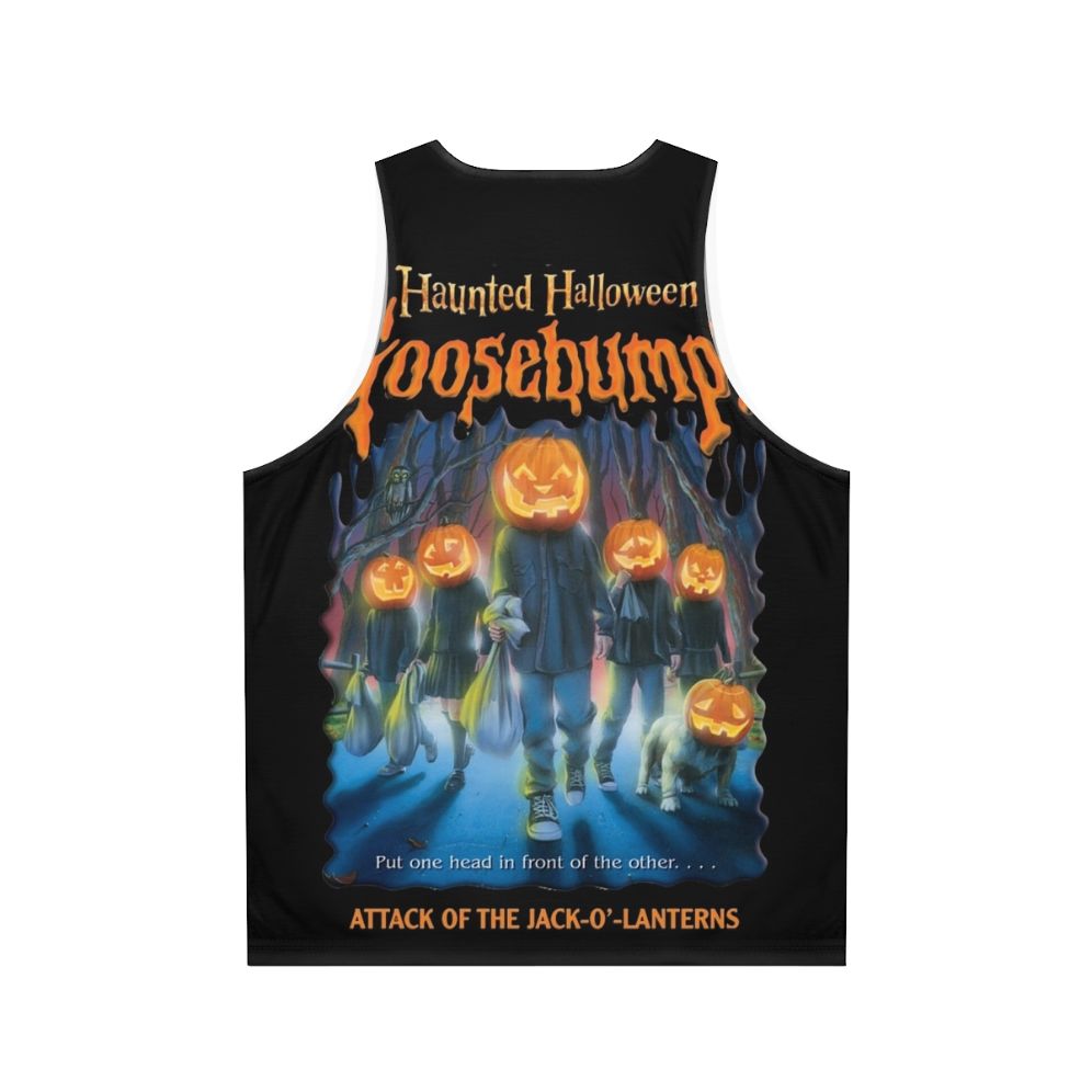 Glow-in-the-dark haunted halloween goosebumps unisex tank top - Back