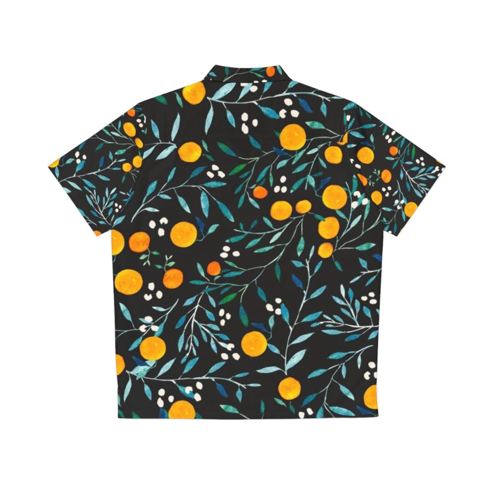 Oranges Hawaiian Shirt with Watercolor Floral Pattern - Back