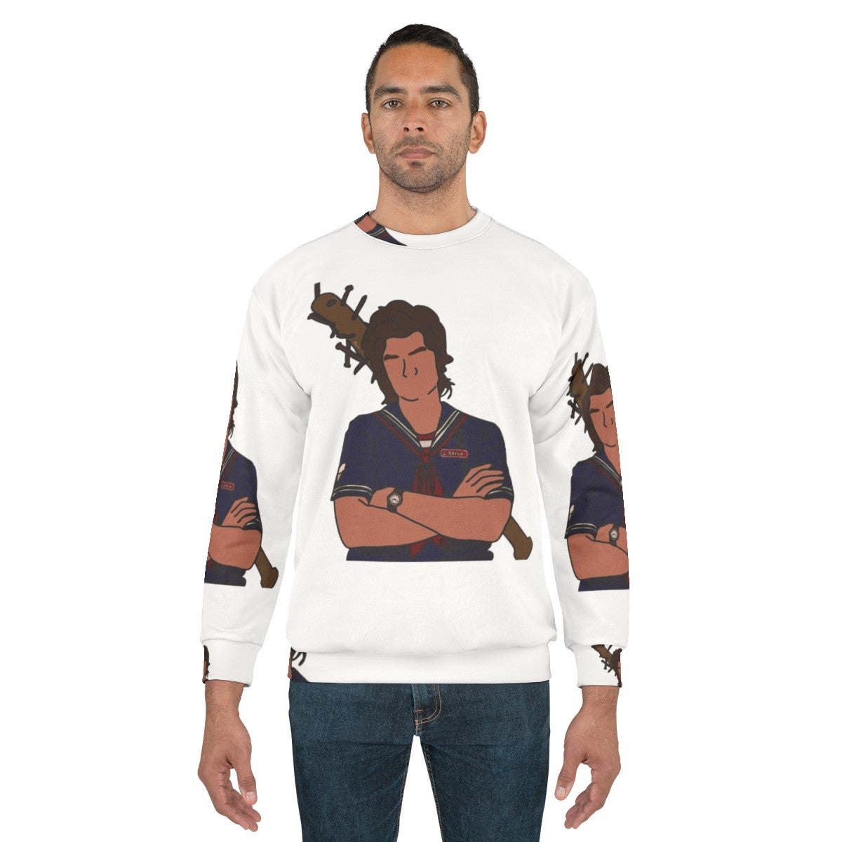 Stranger Things graphic sweatshirt with retro gaming style - men