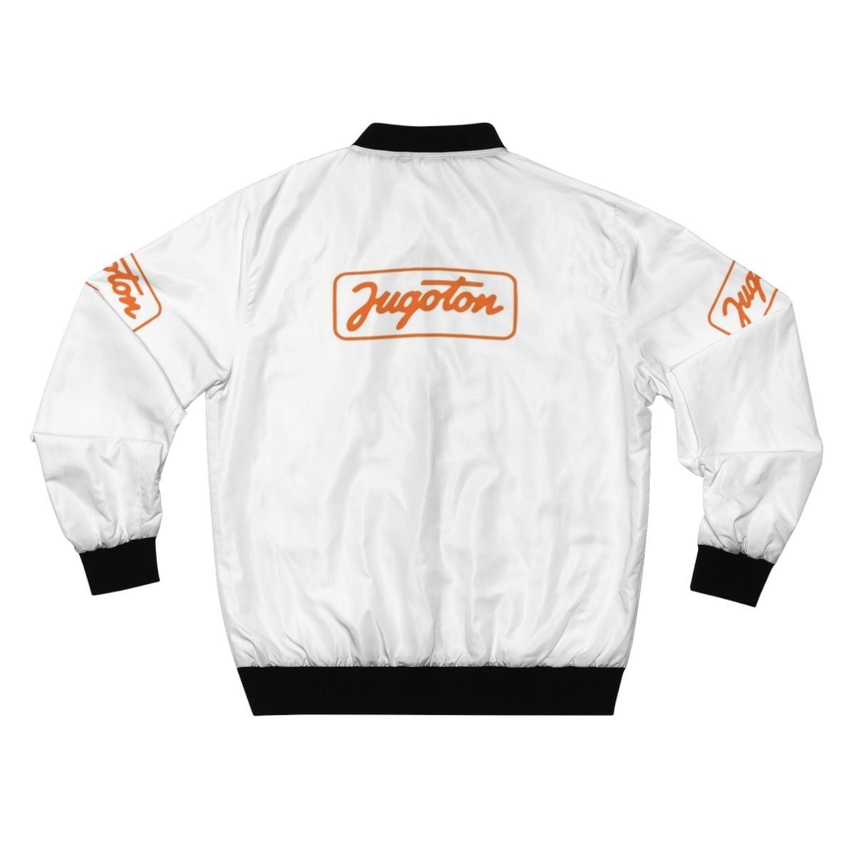 Retro Yugoslavia bomber jacket with Jugoton label design in orange color - Back