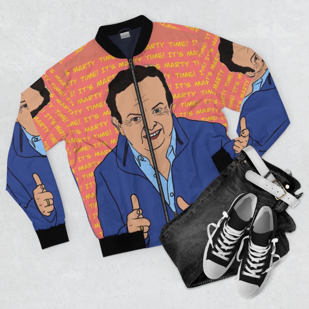 Marty Morrissey Irish Bomber Jacket with colorful design - Flat lay