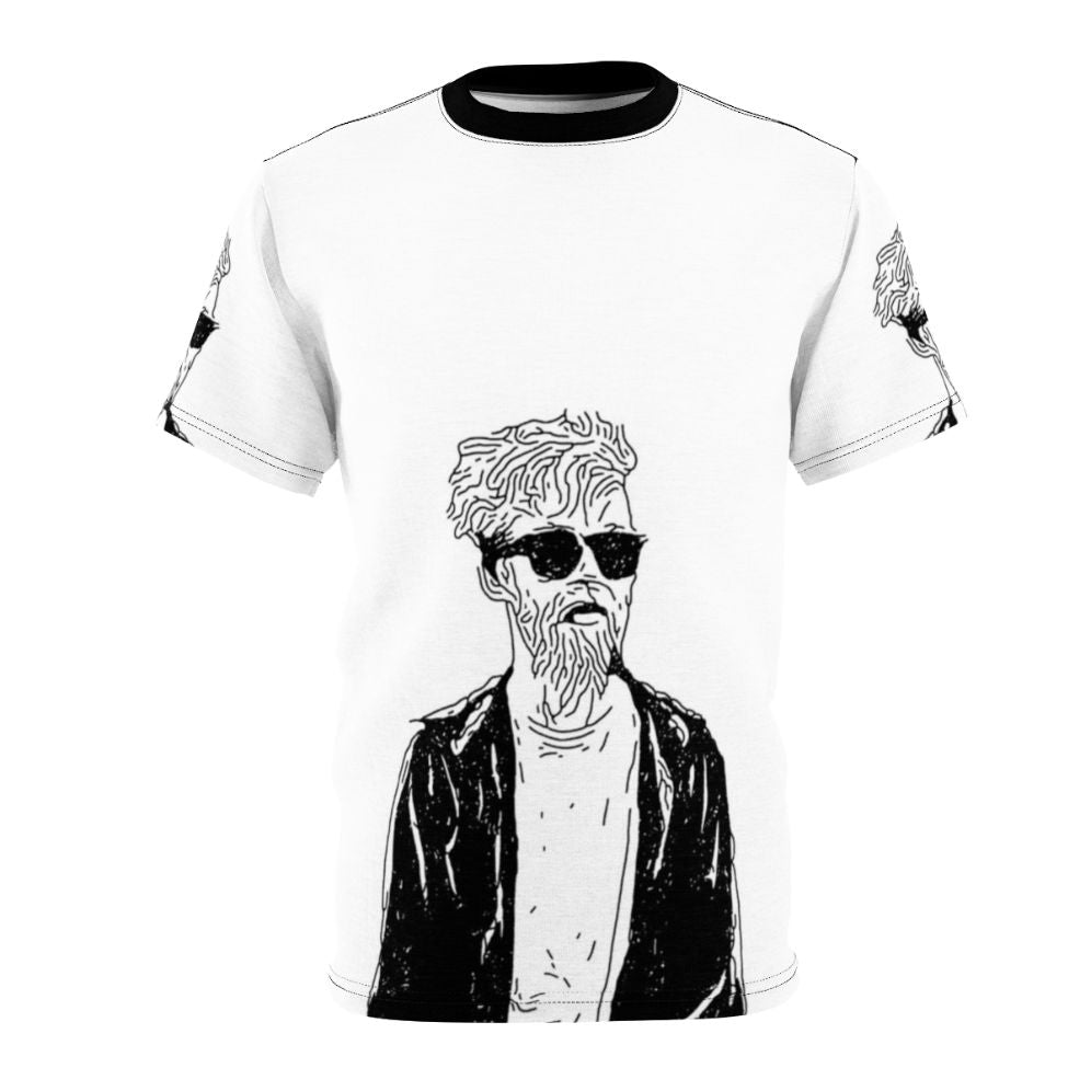 Artistic stencil-style graphic t-shirt design featuring Jack Stauber, a popular YouTube musician and artist.