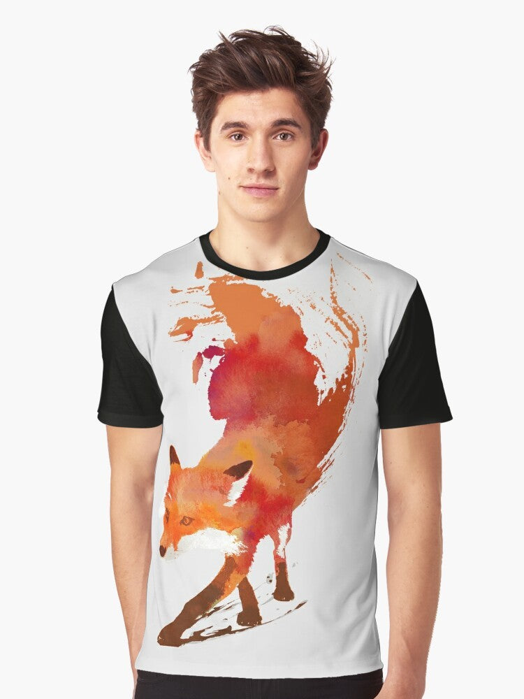 Watercolor illustration of a fox (Vulpes vulpes) on a graphic t-shirt - Men