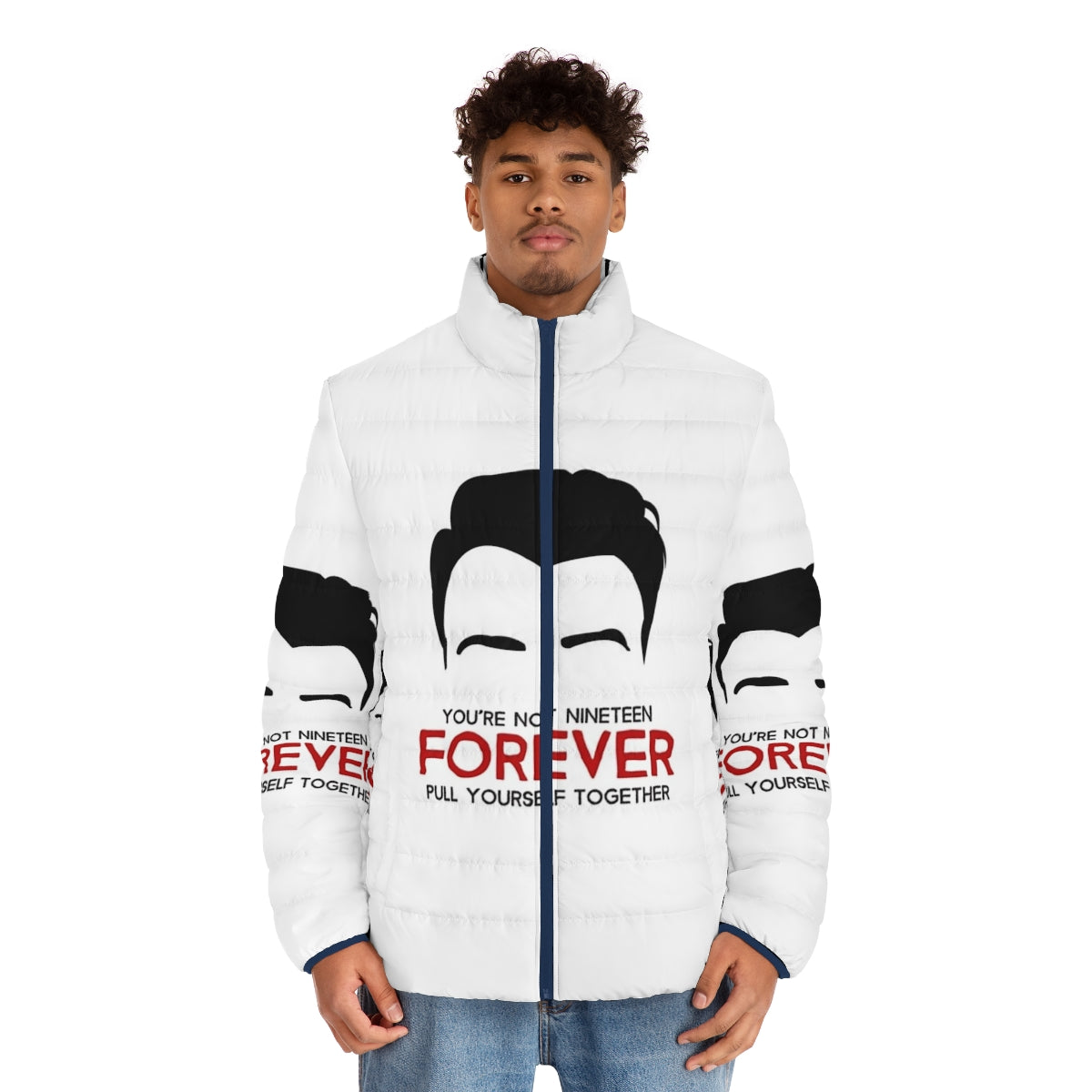 Courteeners "You're Not 19 Forever" Puffer Jacket with Minimalist Album Artwork Design - men front