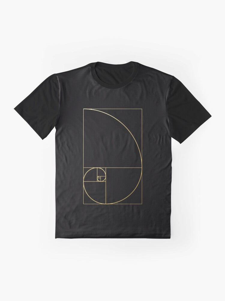 Fibonacci spiral and golden ratio geometric design on a t-shirt - Flat lay