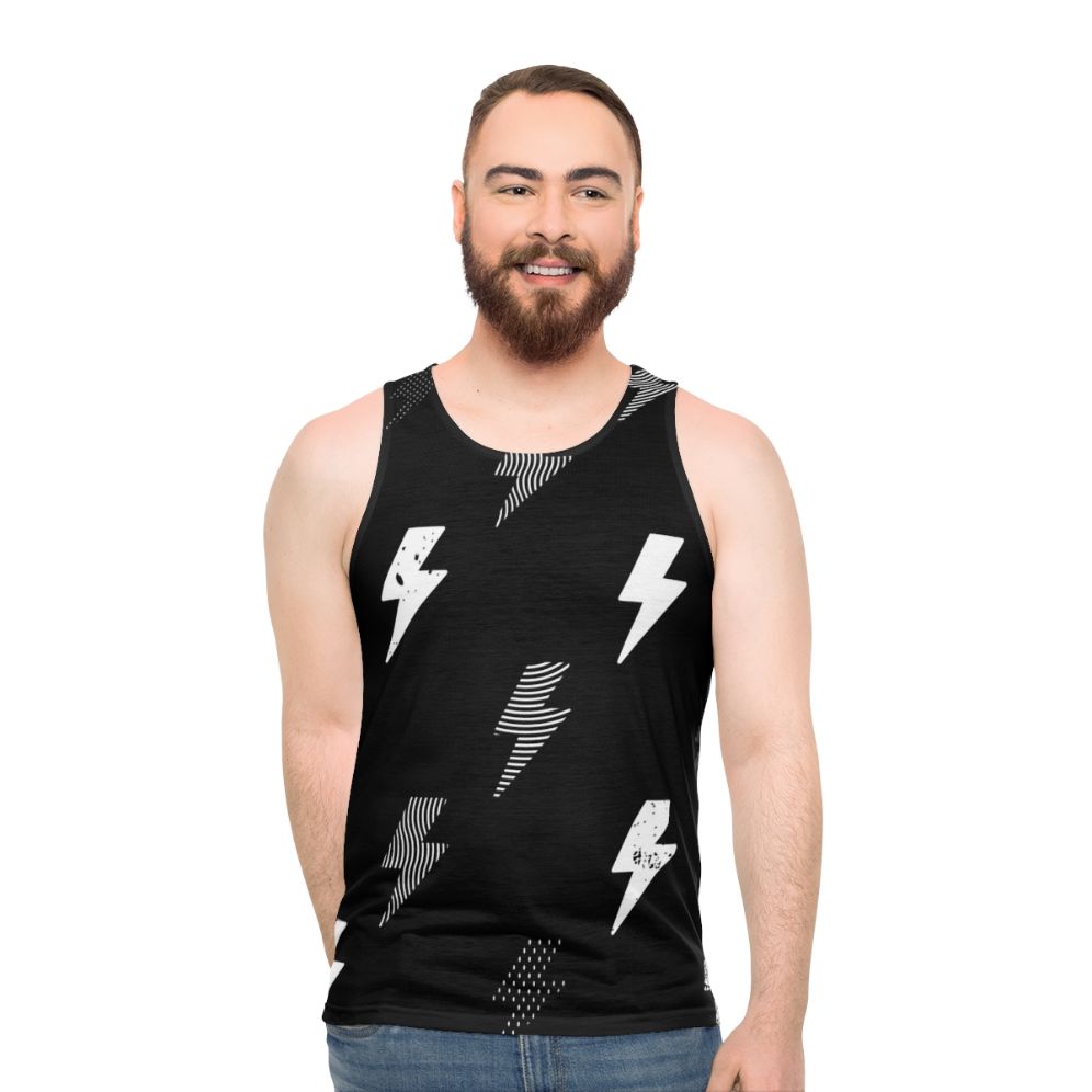 Unisex geometric thunder pattern tank top - men