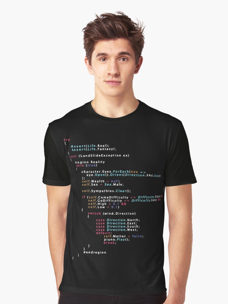 Programmer Coding Graphic T-Shirt with "Is This The Real Life" Queen Inspired Design - Men