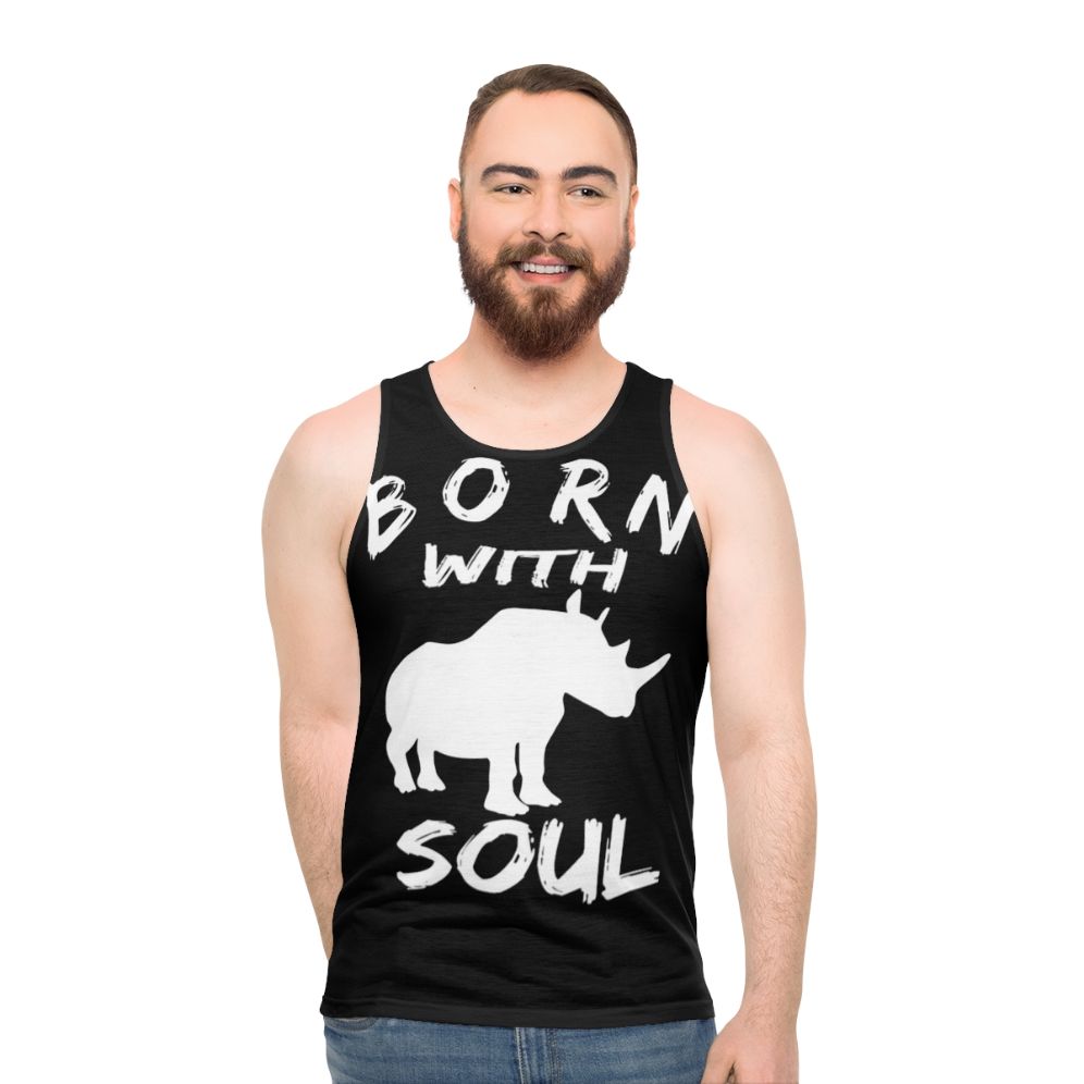 Unisex tank top with a rhinoceros graphic design - men