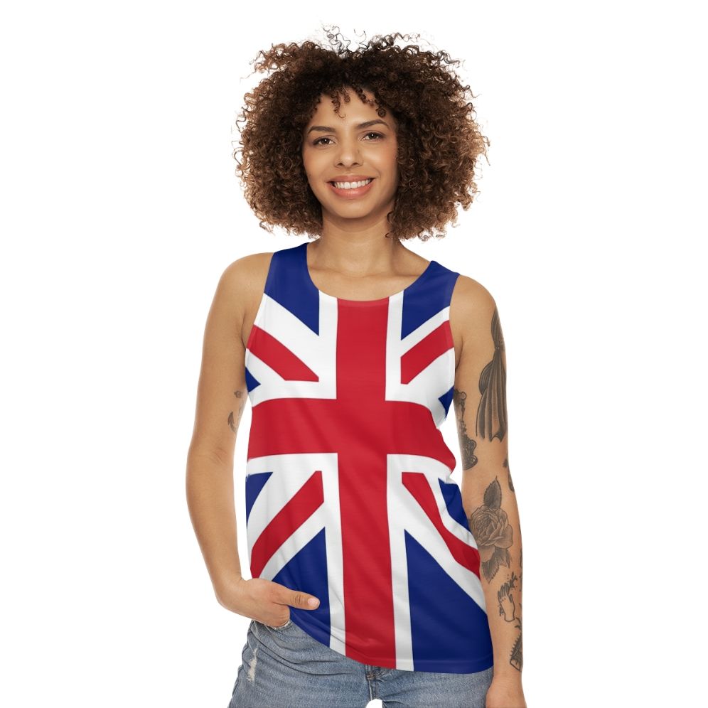 Unisex tank top featuring the flag of the United Kingdom - women