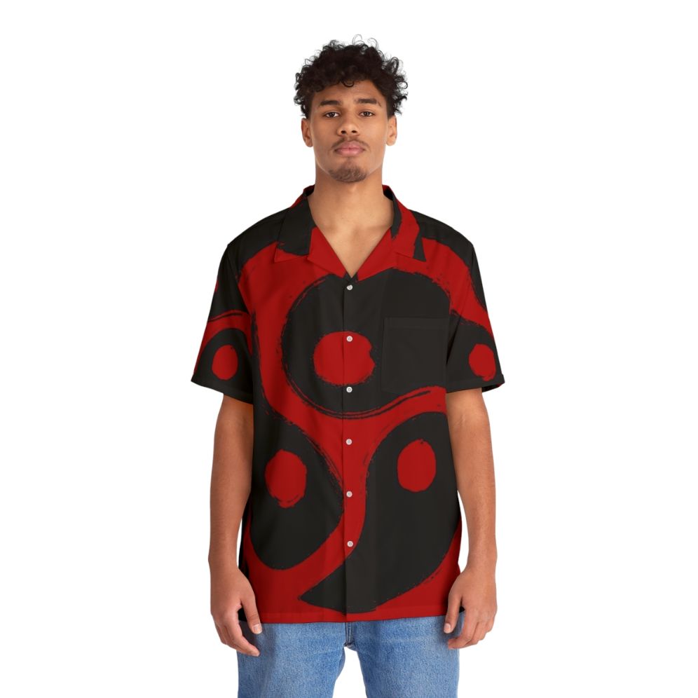 Kinky BDSM Triskelion Grunge Hawaiian Shirt - People Front