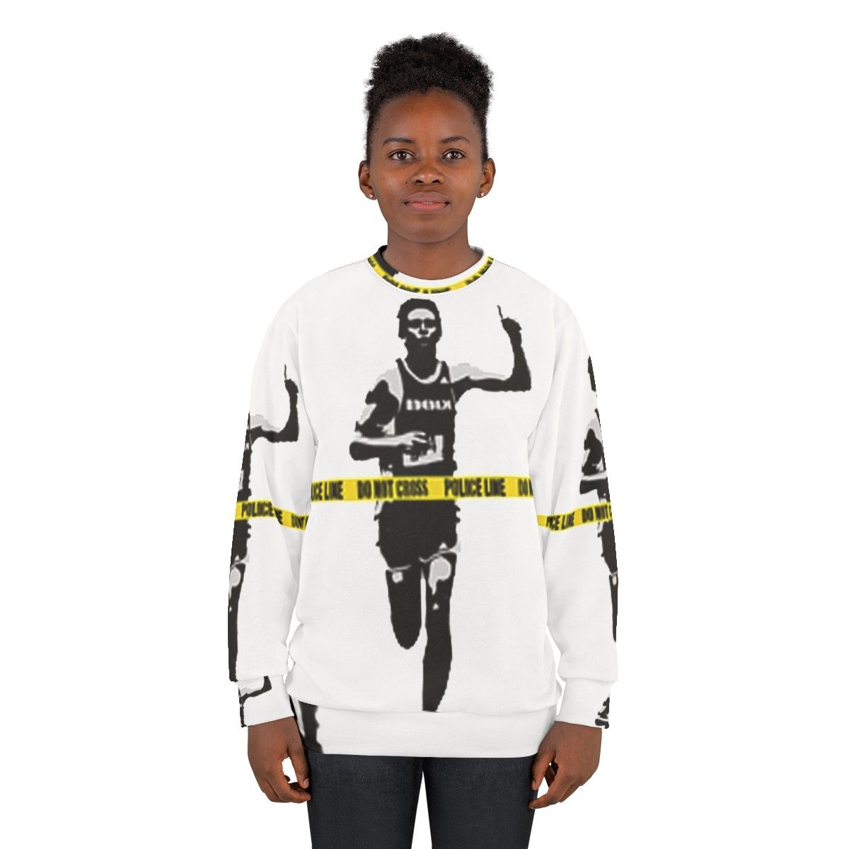 Banksy Marathon Runner Police Line Urban Art Sweatshirt - women