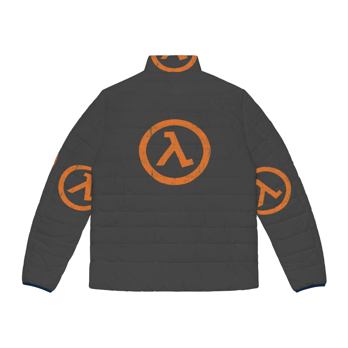 Half Life Lambda Symbol Puffer Jacket - gaming inspired outerwear with lambda symbol - Back