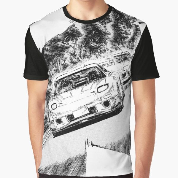 Initial D inspired graphic tee featuring the iconic RX7 and Supra cars